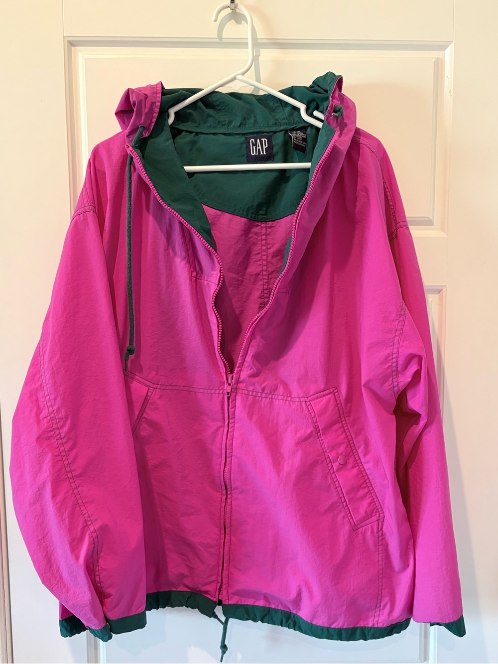 Vintage GAP Colorblock Windbreaker — Pink & Green, Size L